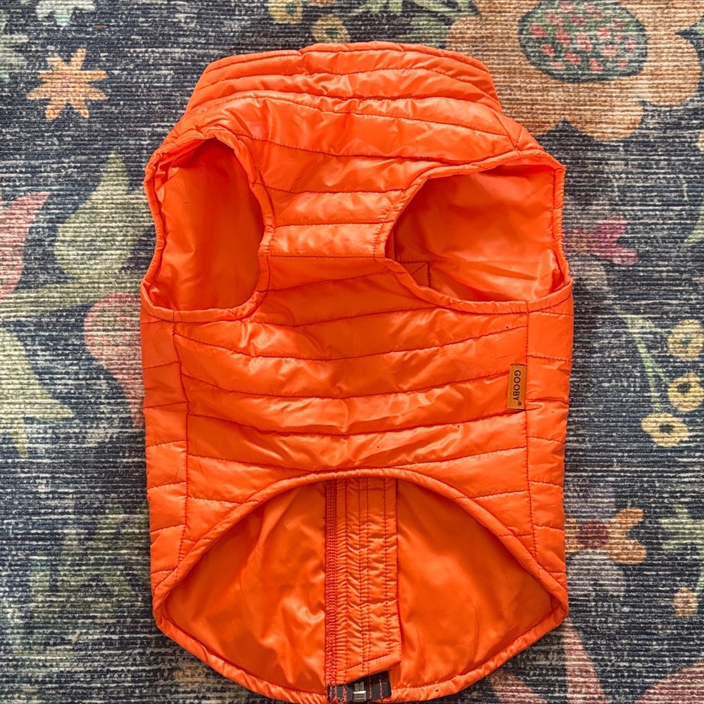 Dog Orange Puffer Vest with D-Ring Harness Loop - Picture 4 of 5